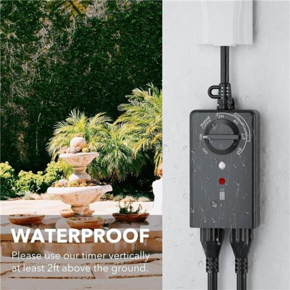 Outdoor Light Timer Waterproof 15A, 24-Hour Plug in Light Sensor Countdown Timer - Picture 5 of 7